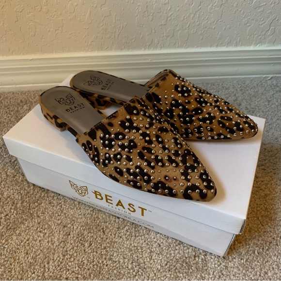Beast Leopard Studded Slides - Picture 1 of 4